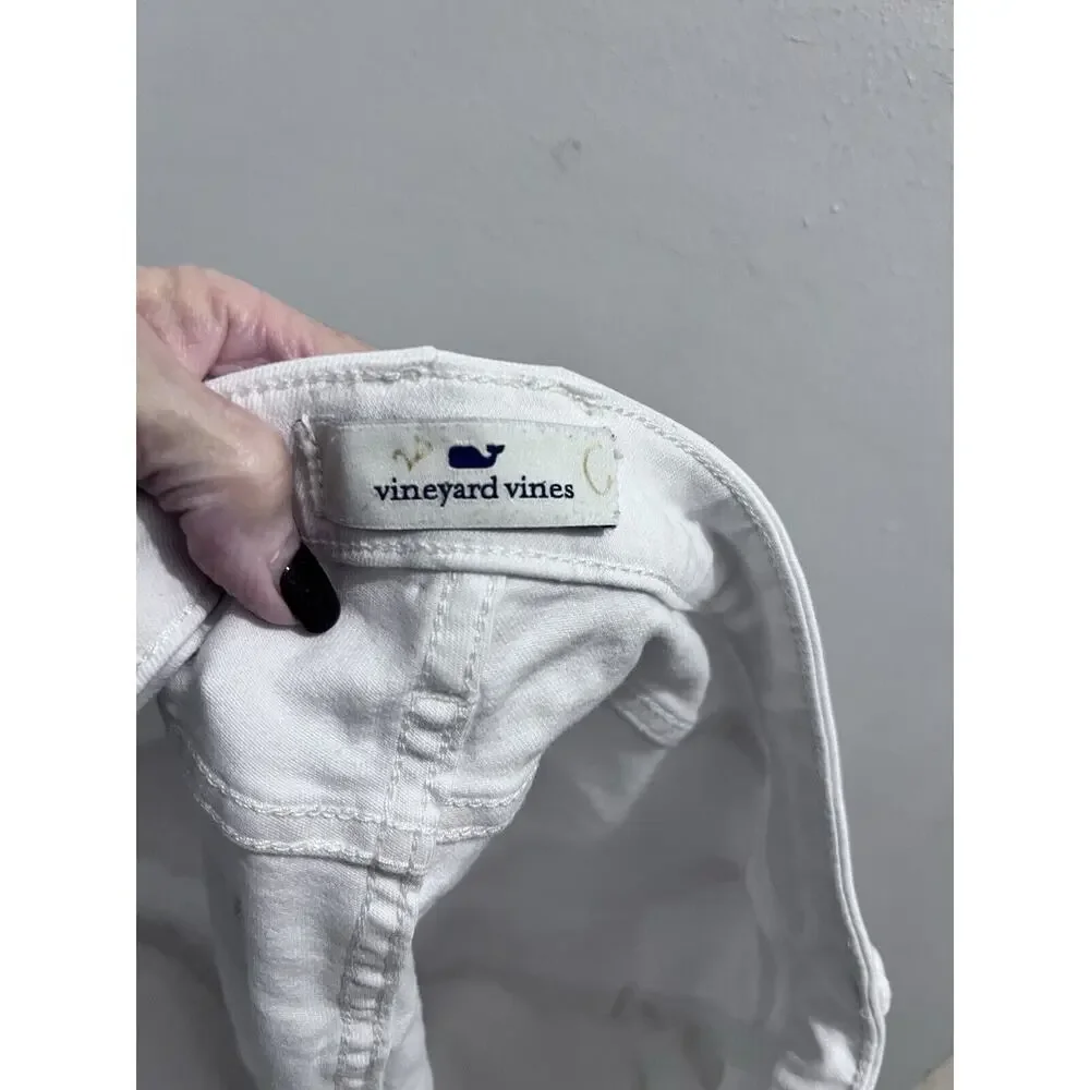 Vineyard Vines Womens White Cotton High Rise Skinny Leg Jeans Size 18/20